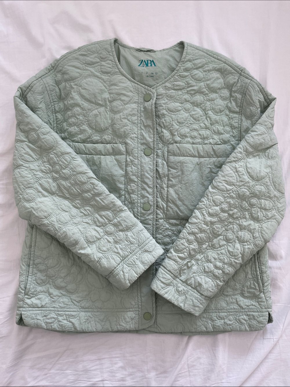 Zara Girls’ Oversized Quilted Puff Jacket in Mint Size 11-12Y